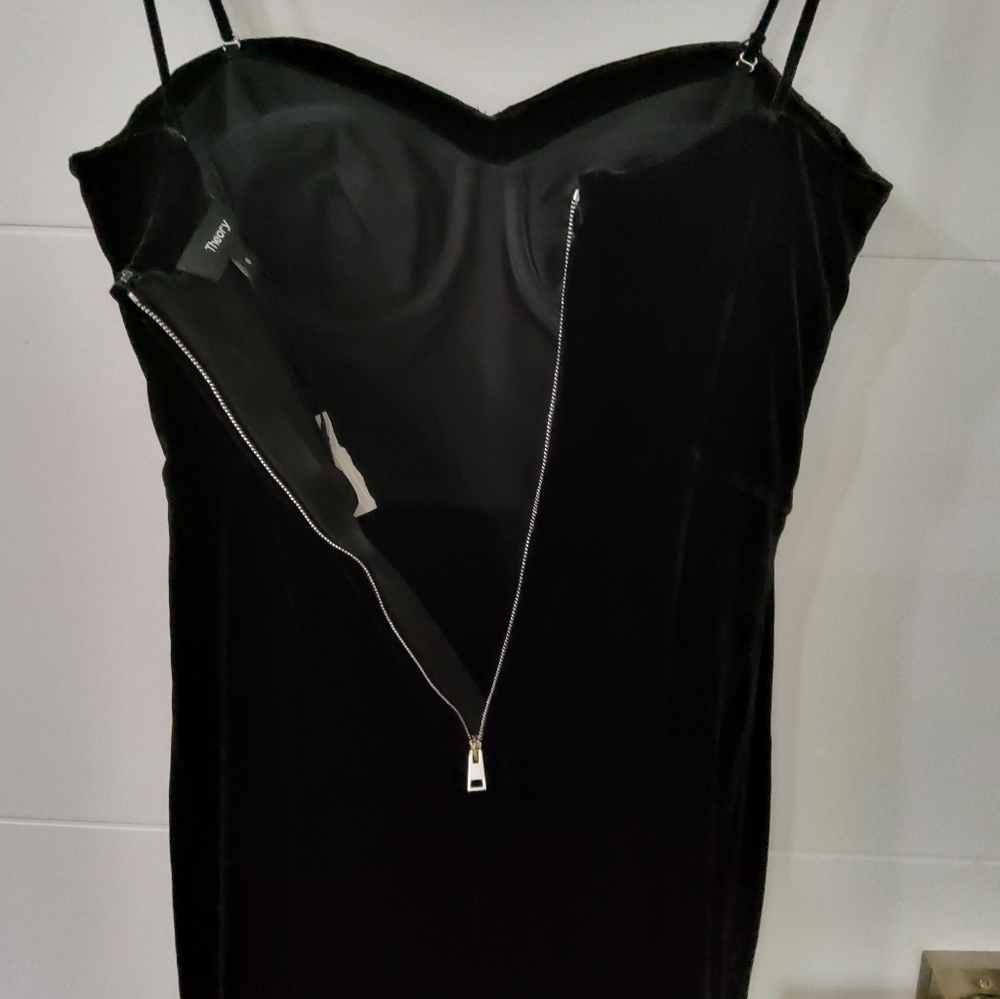 Theory Black Velvet Corset Midi Dress Size 0 - Picture 8 of 12